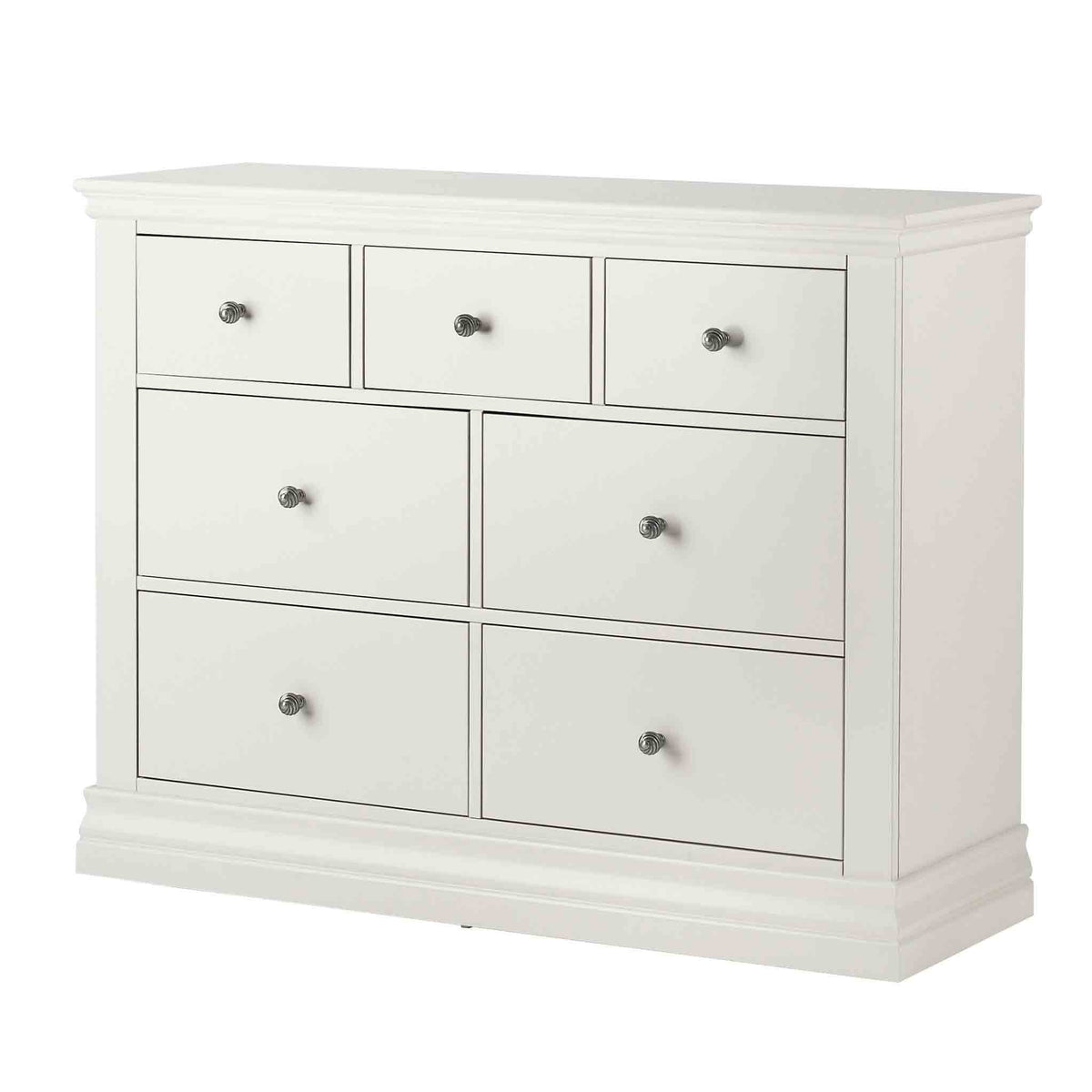 Melrose White 7 Drawer Chest of Drawers from Roseland Furniture