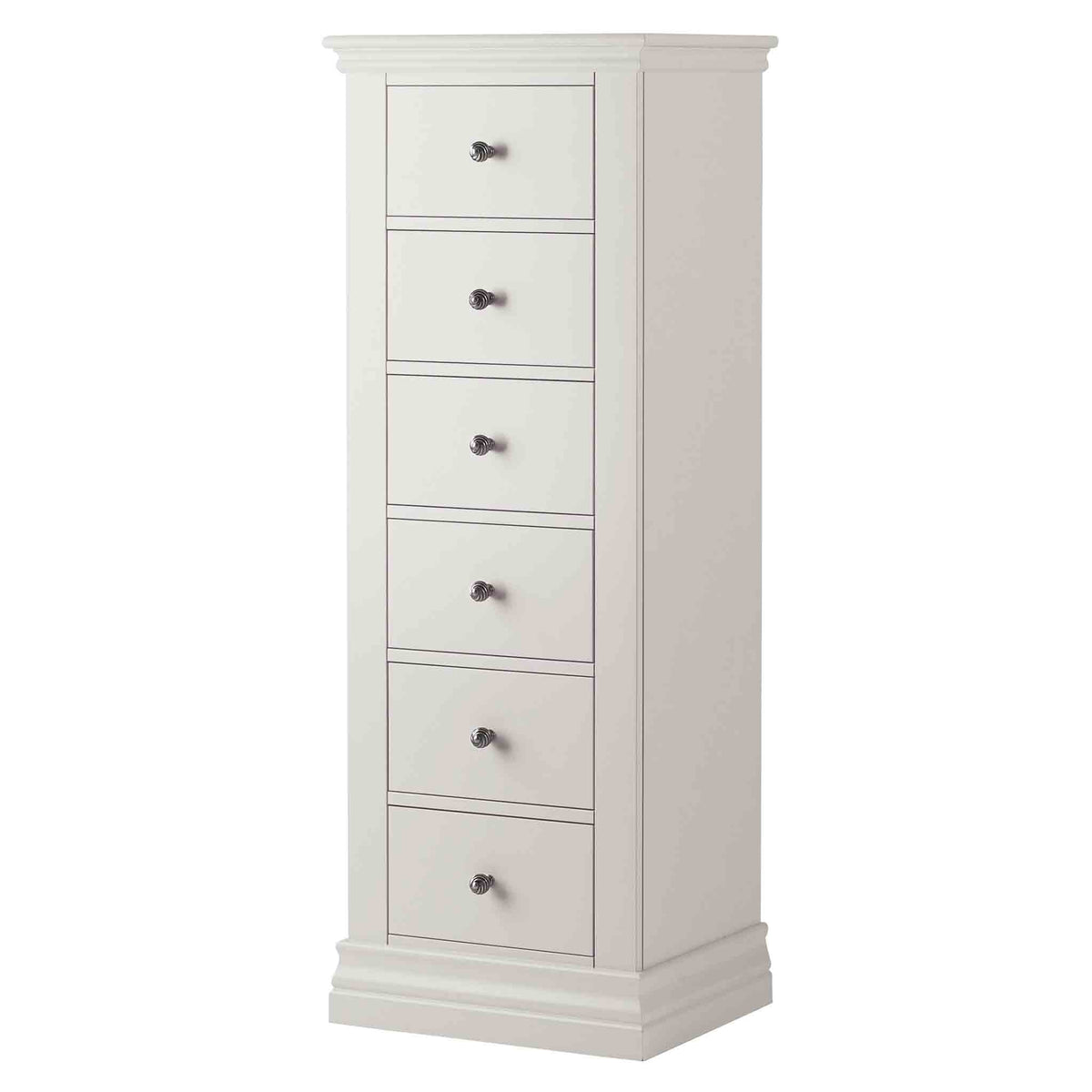 Melrose Cotton White Tallboy Chest with 6 drawers