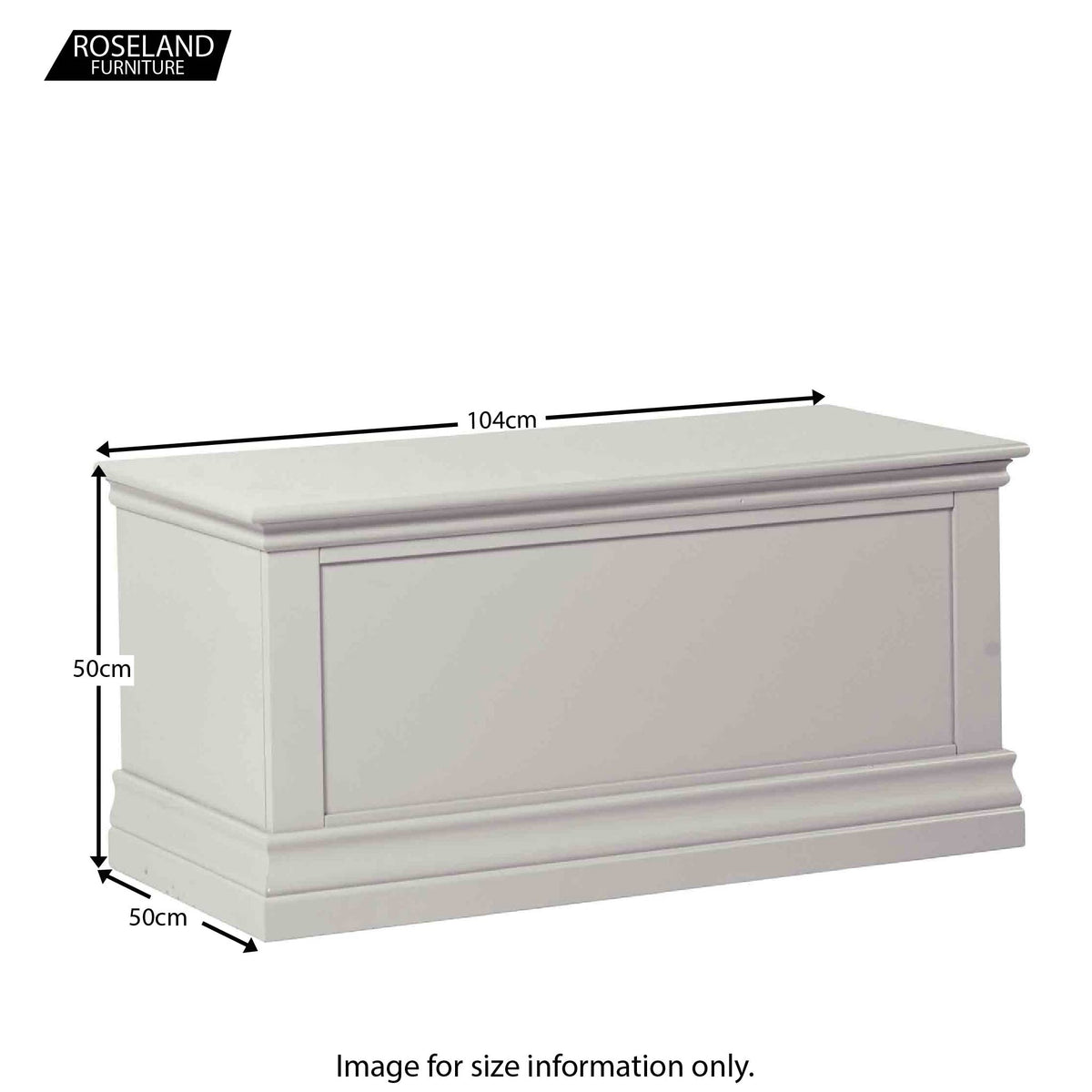 Dimensions for the Melrose Cotton White Blanket Box from Roseland Furniture