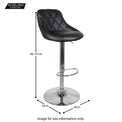 Dimensions for the Shadow Grey Abberley Adjustable Breakfast Bar Stool from Roseland Furniture