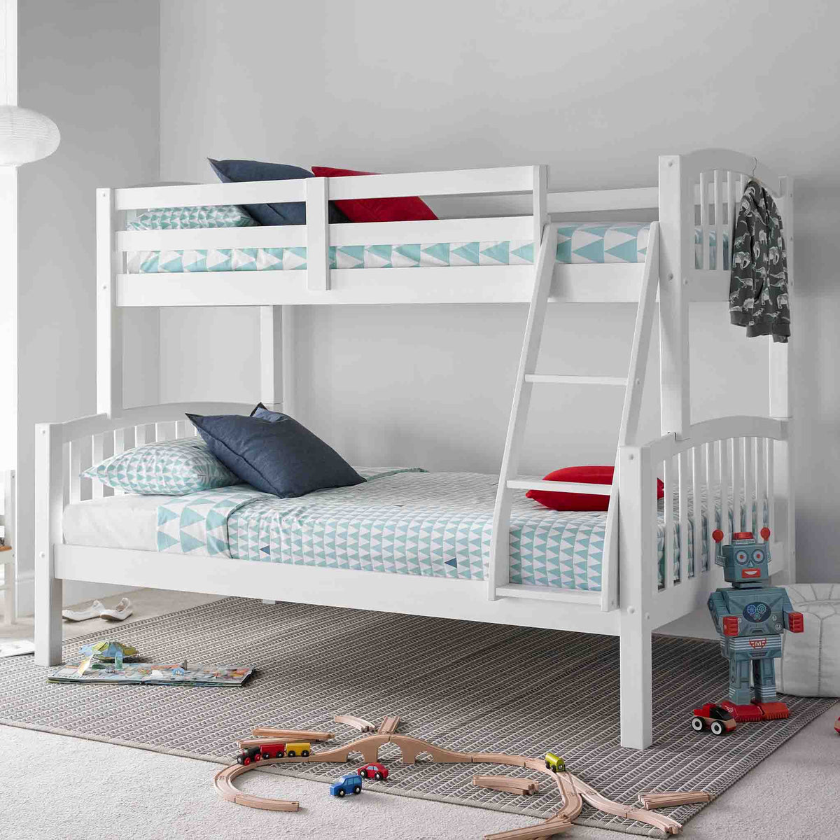 lifestyle image of the Liberty White Triple Sleeper Bunk Bed