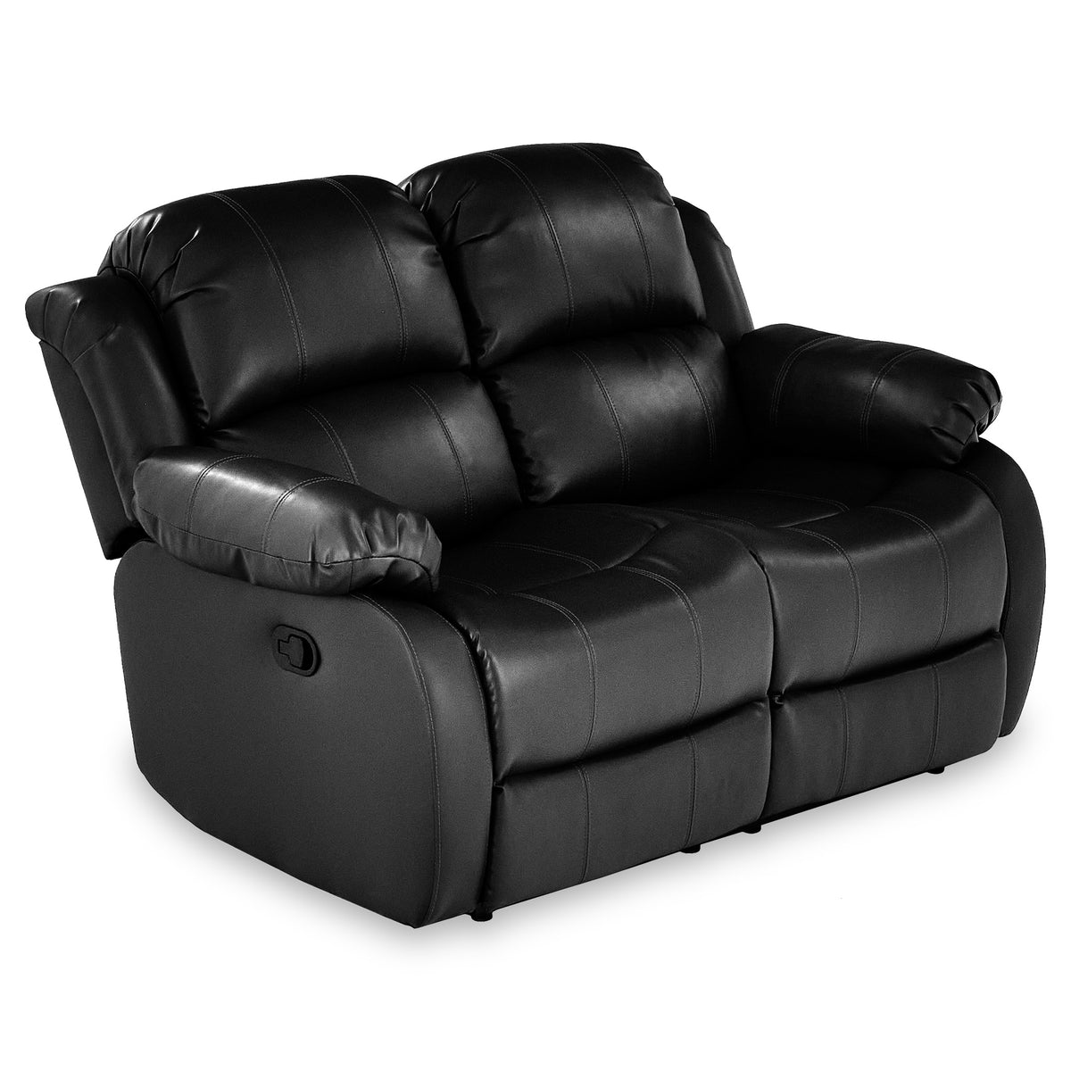 Anton Black Leather Reclining 2 Seater Sofa