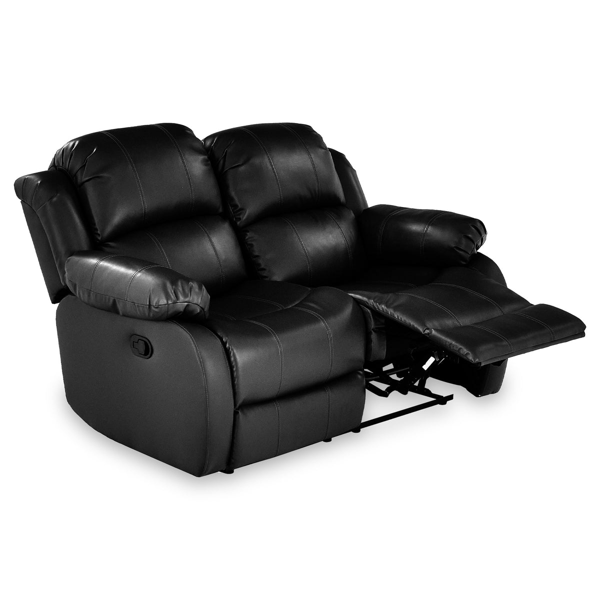 Anton Black Leather Reclining 2 Seater Sofa