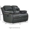 Anton Grey Leather Reclining 2 Seater Sofa dimensions