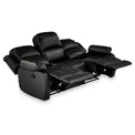 Anton Black Leather Reclining 3 Seater Sofa
