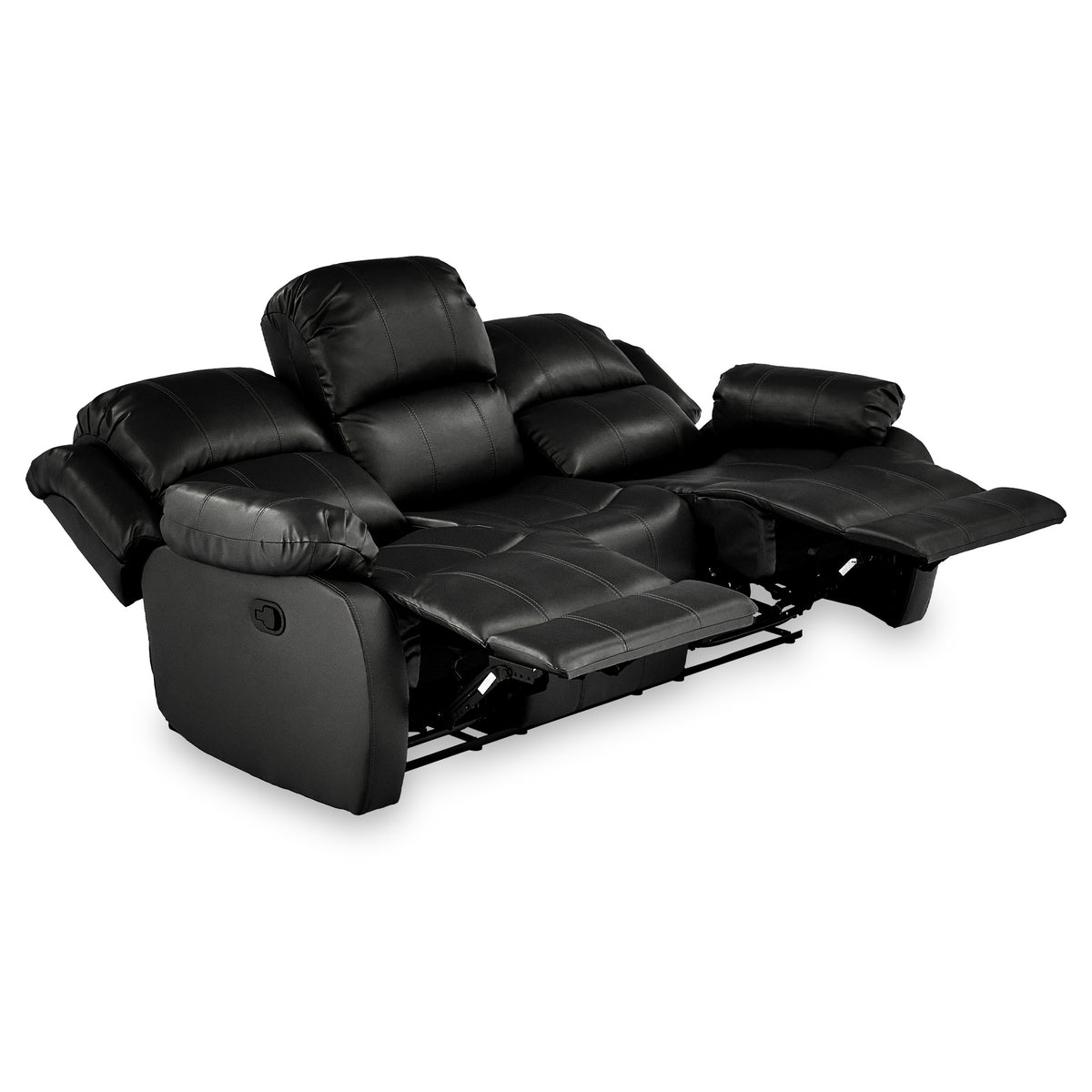 Anton Black Leather Reclining 3 Seater Sofa
