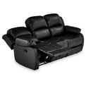 Anton Black Leather Reclining 3 Seater Sofa