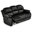 Anton Black Leather Reclining 3 Seater Sofa