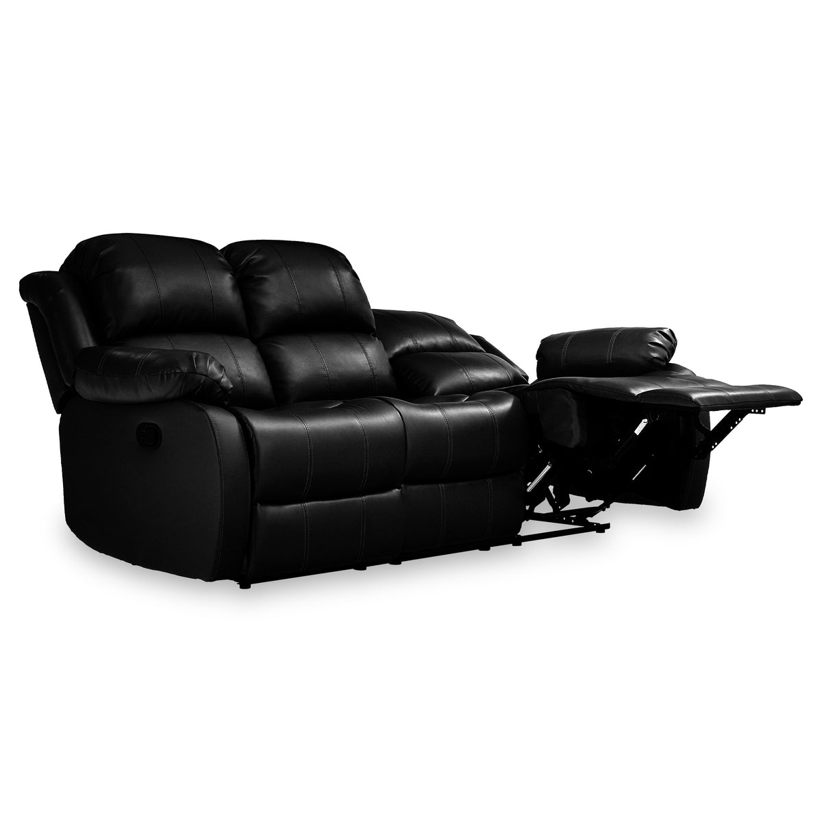 Anton Black Leather Reclining 3 Seater Sofa
