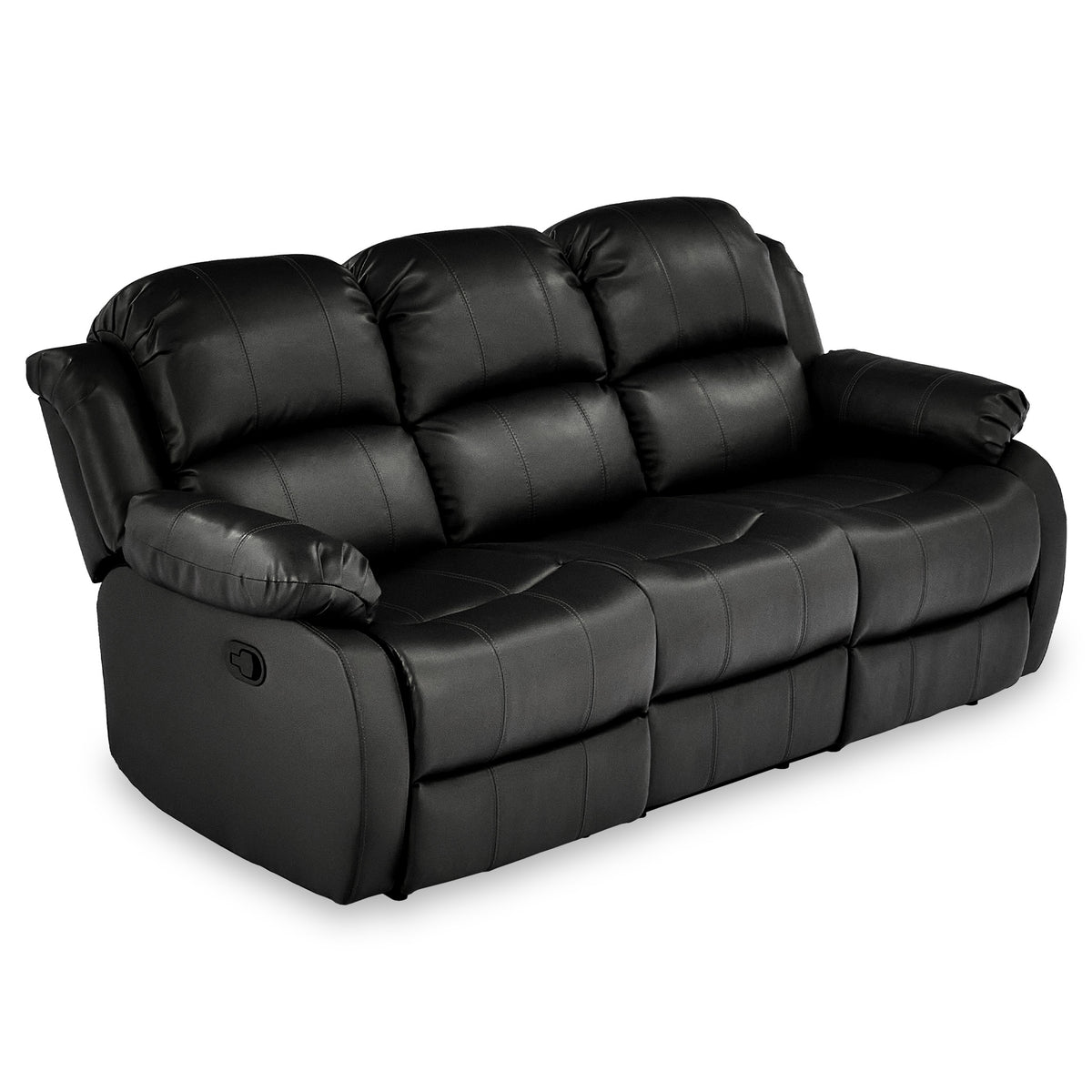 Anton Black Leather Reclining 3 Seater Sofa