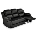 Anton Black Leather Reclining 3 Seater Sofa