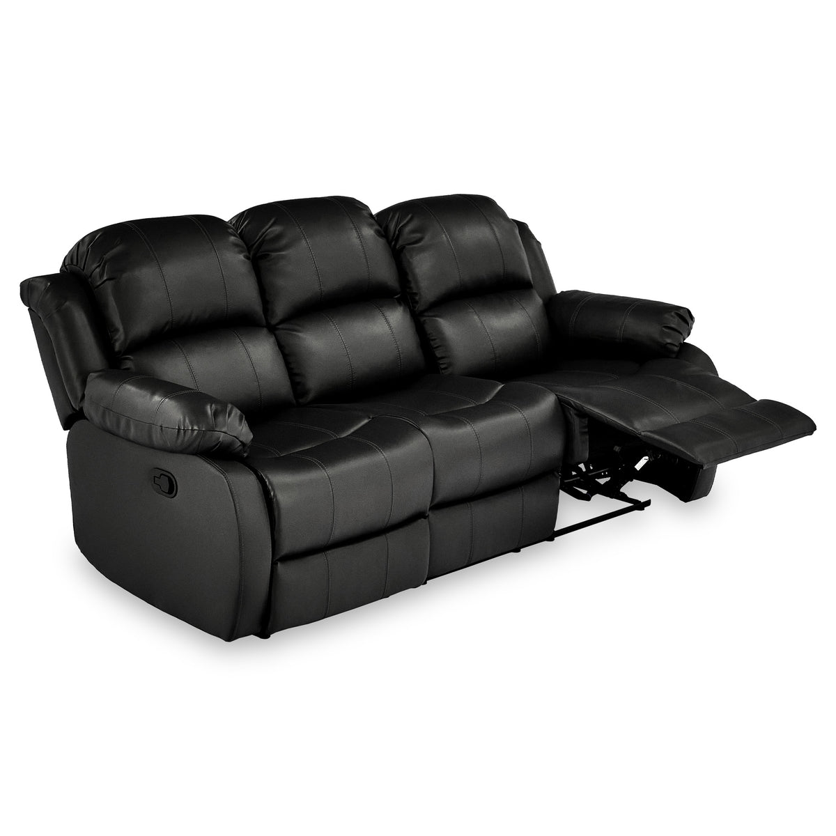 Anton Black Leather Reclining 3 Seater Sofa