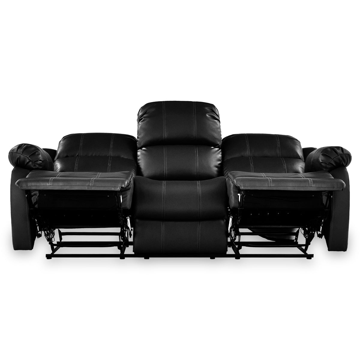 Anton Black Leather Reclining 3 Seater Sofa