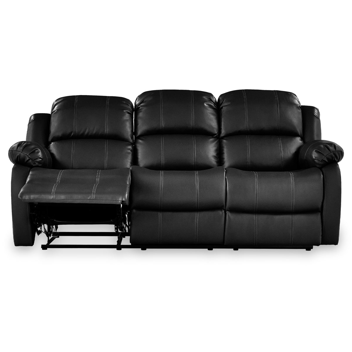 Anton Black Leather Reclining 3 Seater Sofa