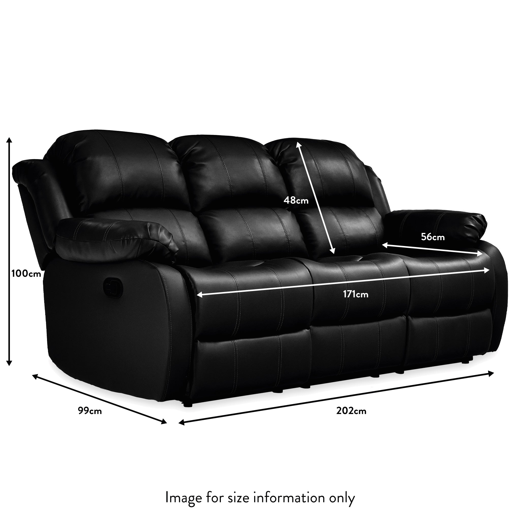 Anton bonded leather reclining 3 seater sofa clearance