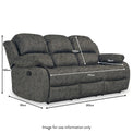 Anton Charcoal Zonica Leather Reclining 3 Seater Sofa dimensions