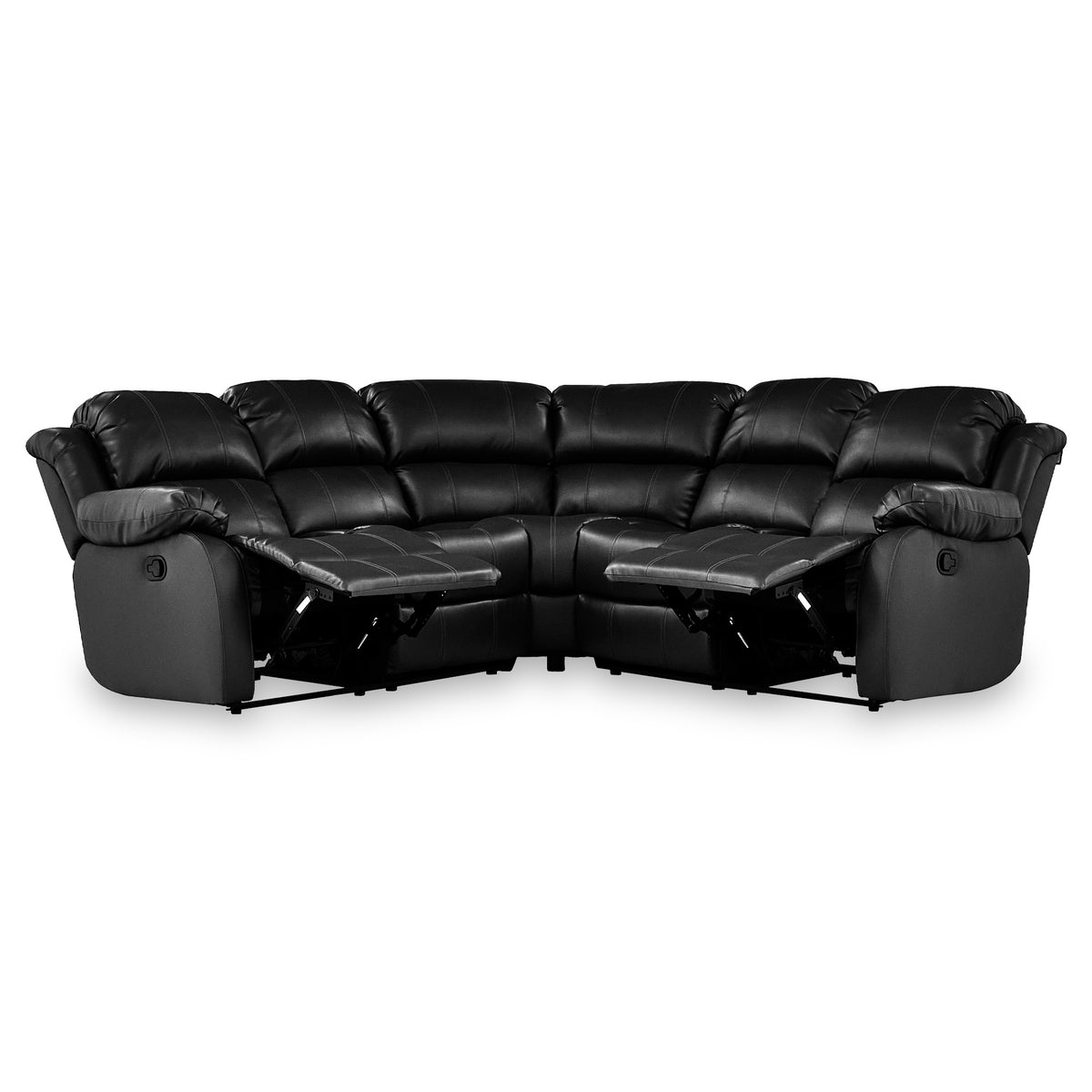 Anton Black Leather Reclining Corner Sofa