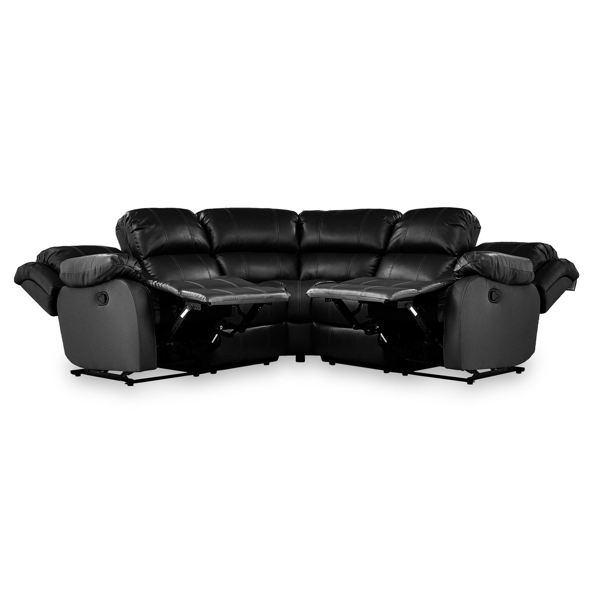 Anton Black Leather Reclining Corner Sofa