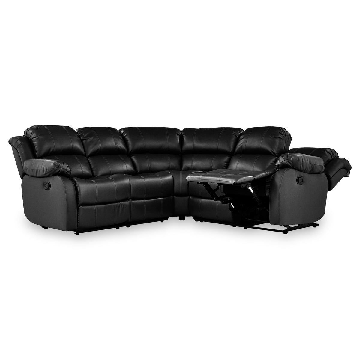 Anton Black Leather Reclining Corner Sofa