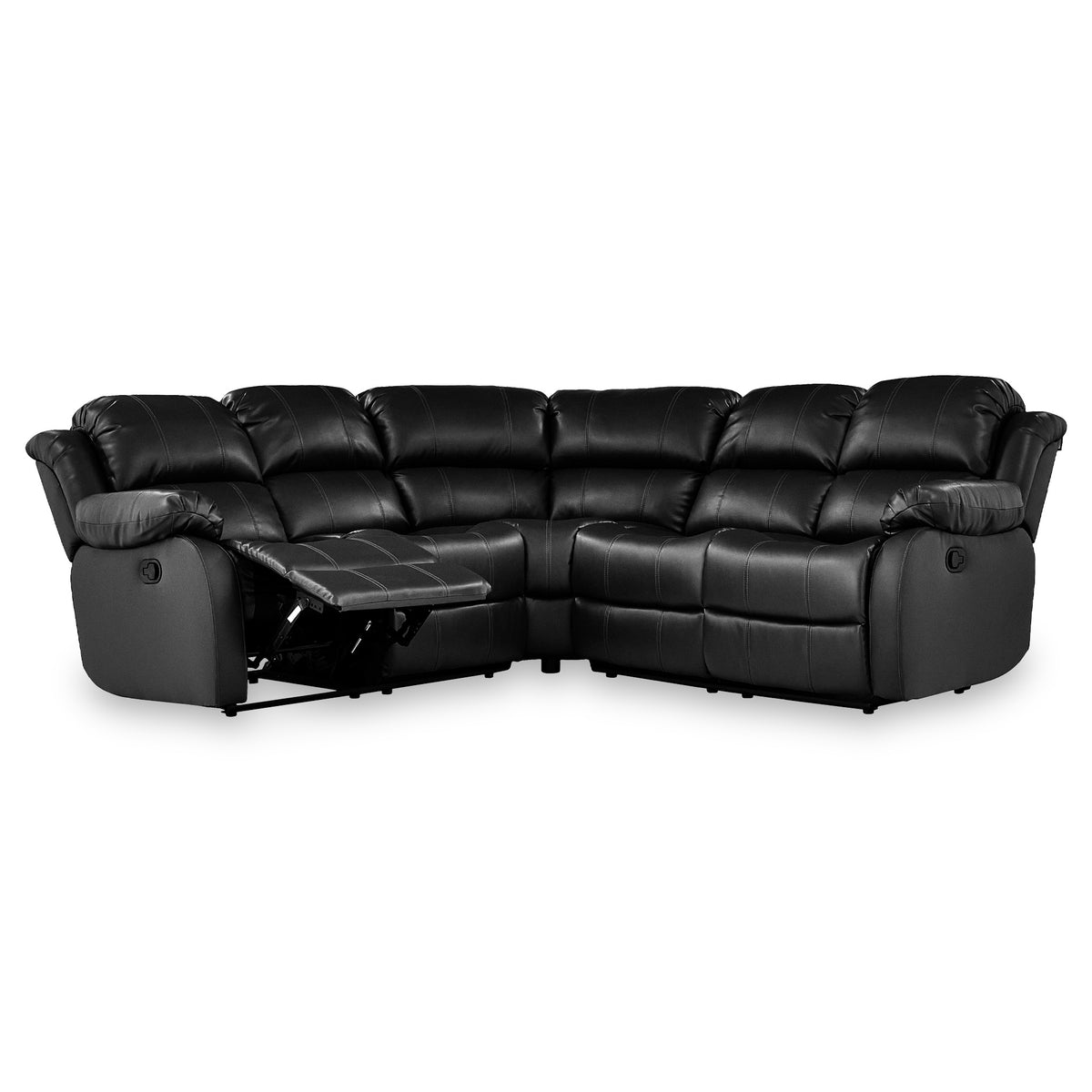 Anton Black Leather Reclining Corner Sofa