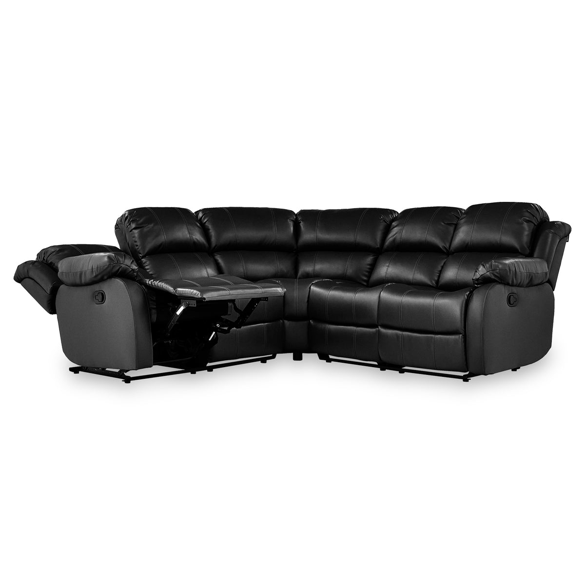Anton Black Leather Reclining Corner Sofa