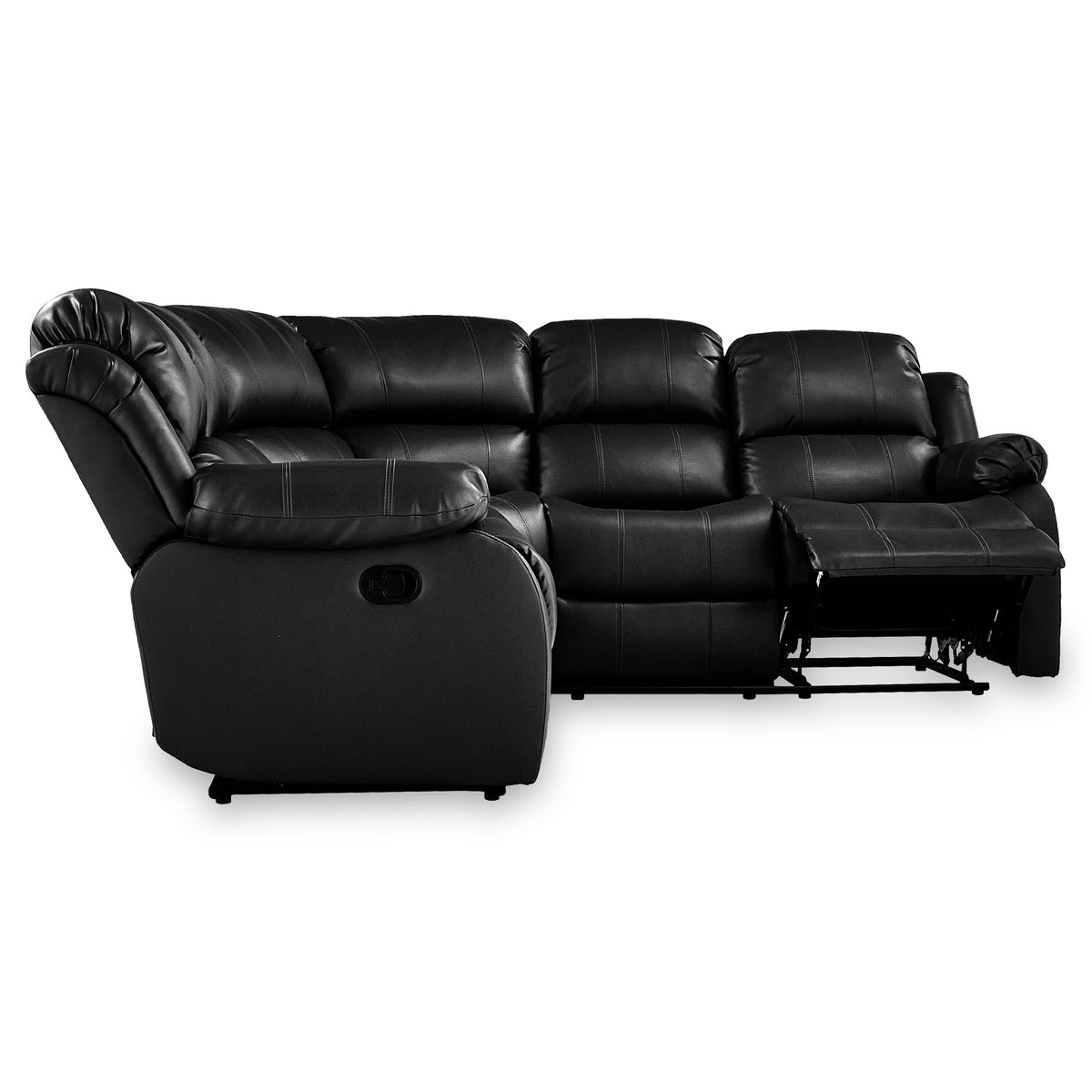 Anton Black Leather Reclining Corner Sofa