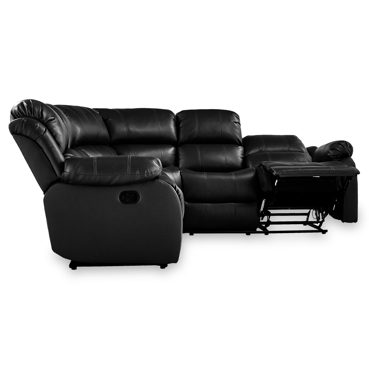 Anton Black Leather Reclining Corner Sofa