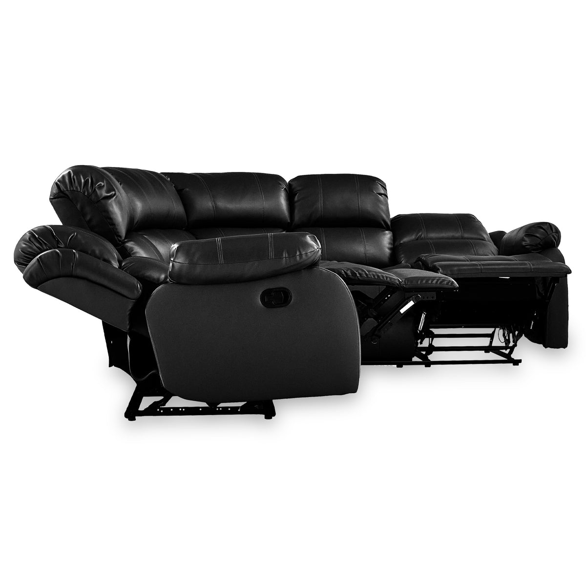 Anton Black Leather Reclining Corner Sofa