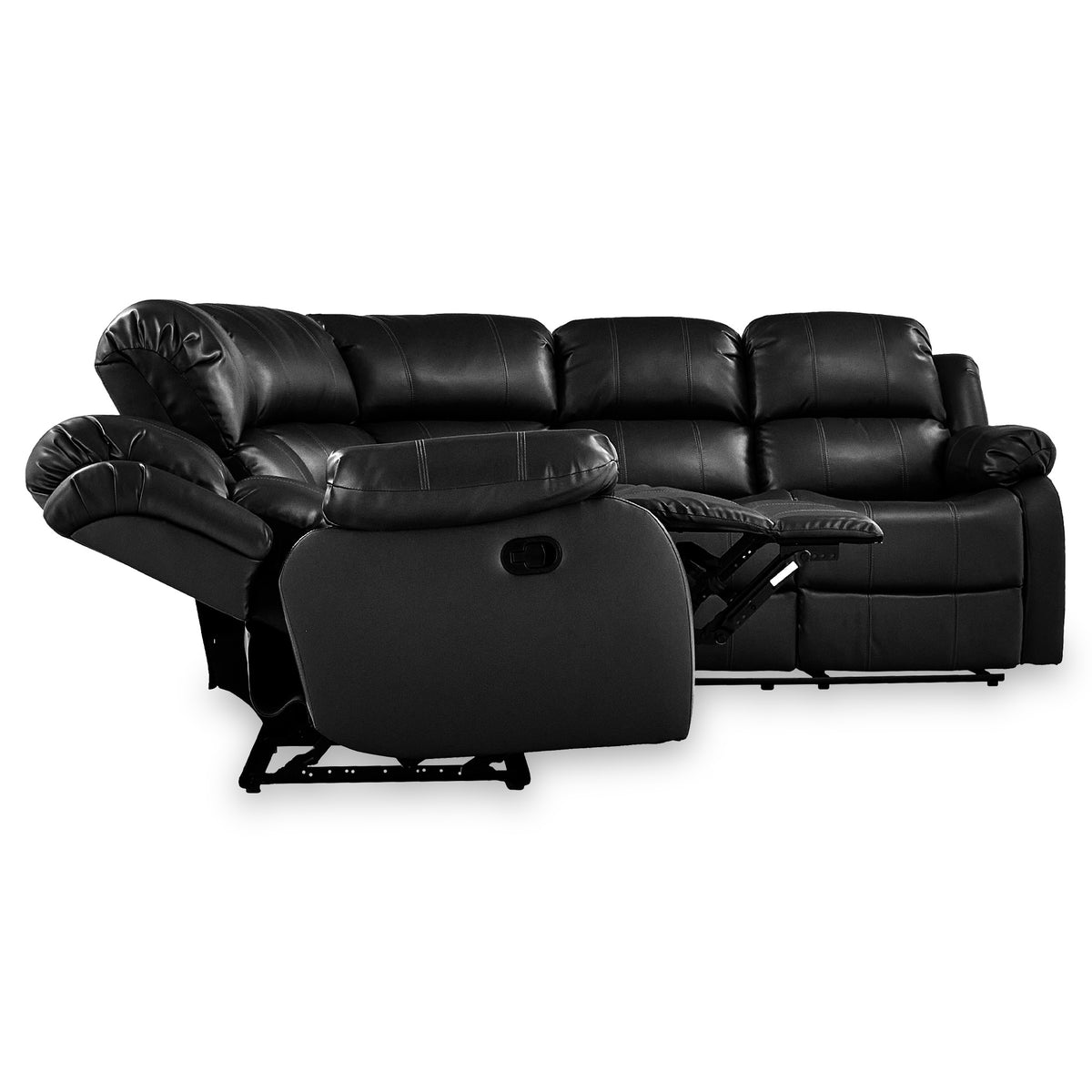 Anton Black Leather Reclining Corner Sofa