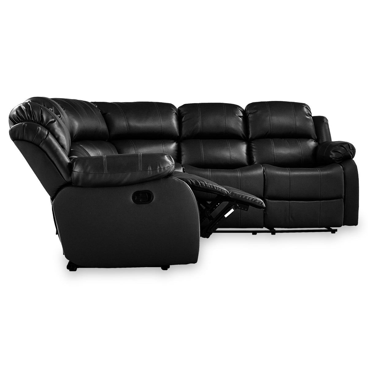 Anton Black Leather Reclining Corner Sofa