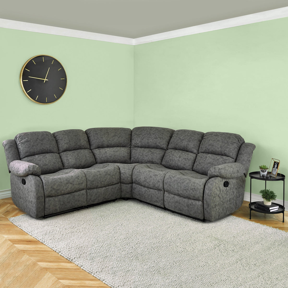 Anton Charcoal Zonica Leather Reclining Corner Sofa for living room