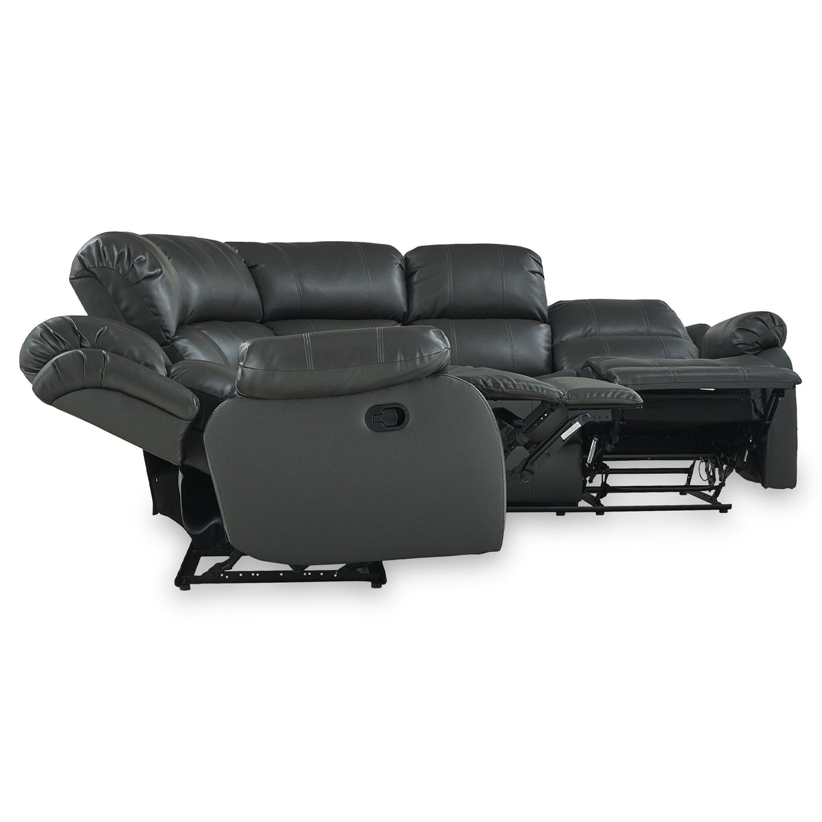 Anton Grey Leather Reclining Corner Sofa
