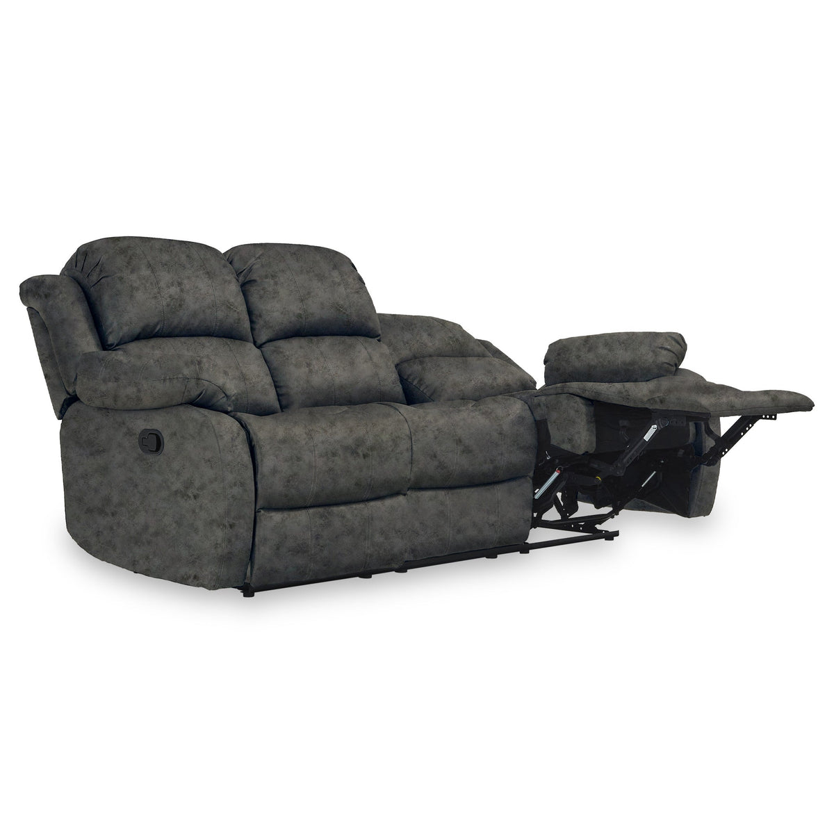 Anton Charcoal Zonica Leather Reclining 3 Seater Sofa