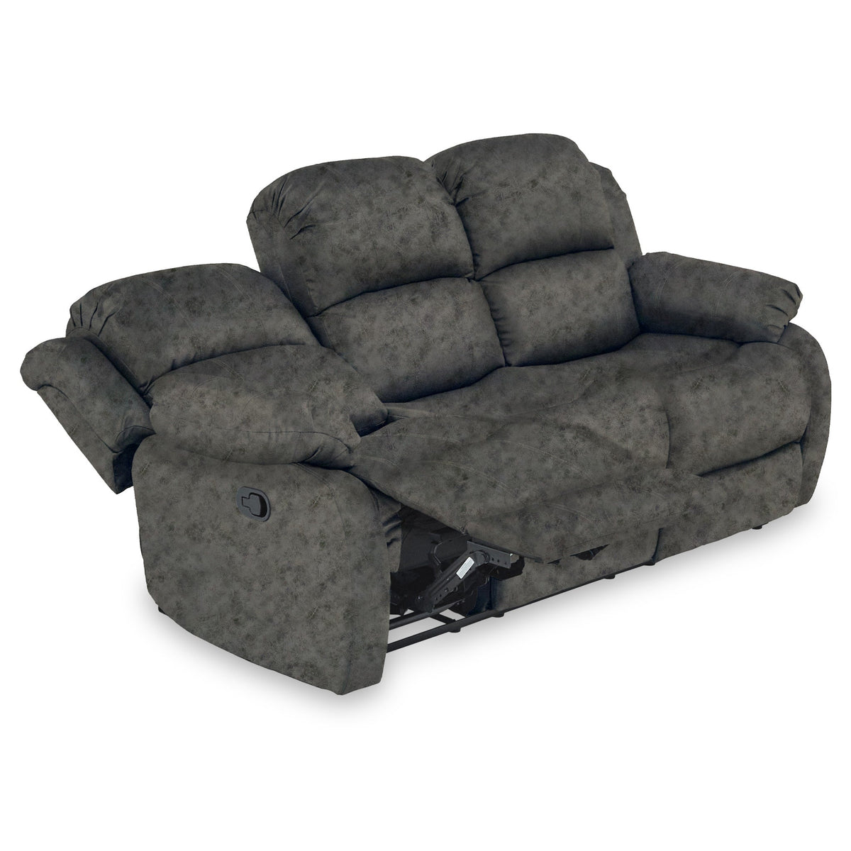 Anton Charcoal Zonica Leather Reclining 3 Seater Sofa
