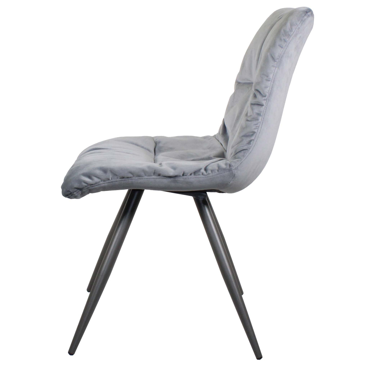 Side view of the Light Grey Addison Velvet Chair from Roseland Furniture