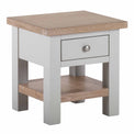 Charlestown Grey Lamp Table with Oak Top from Roseland Furniture