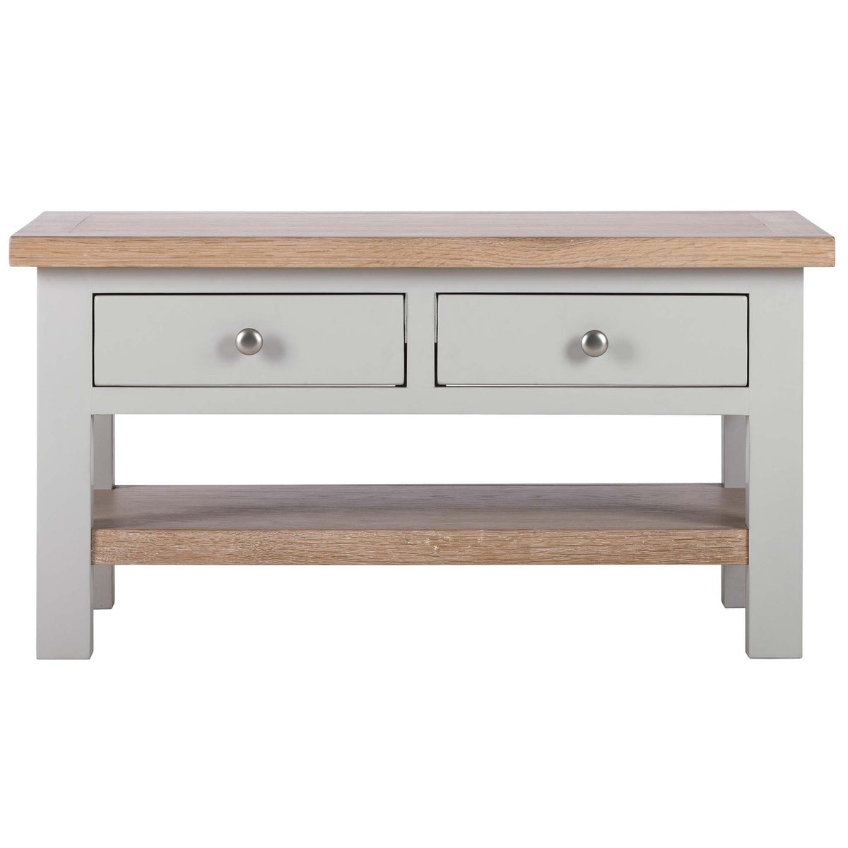 Front view of Charlestown Grey Coffee Table with 2 Drawers from Roseland Furniture