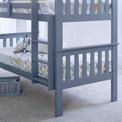 close up of slatted foot res on the Carlson Grey Detachable Single Bunk Beds