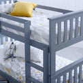 close up of the ladder on the Carlson Grey Detachable Single Bunk Beds