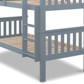 close up of the grey painted frame on the Carlson Grey Detachable Single Bunk Beds