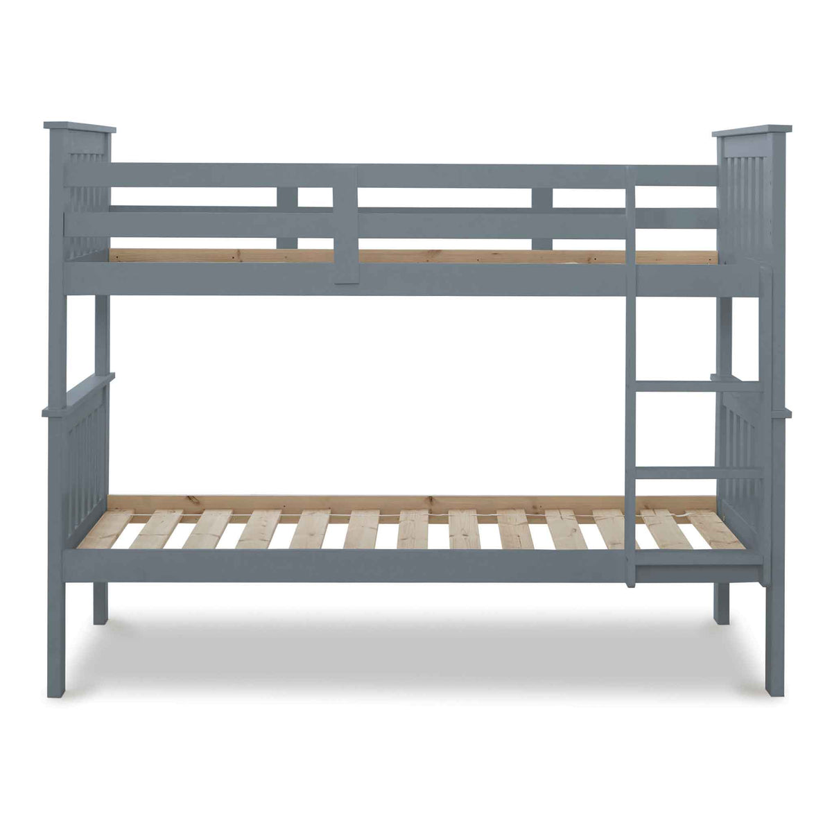 Side view of the Carlson Grey Detachable Single Bunk Beds