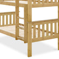 close up of the wooden frame on the Carlson Pine Detachable Single Bunk Beds from Roseland Furniture