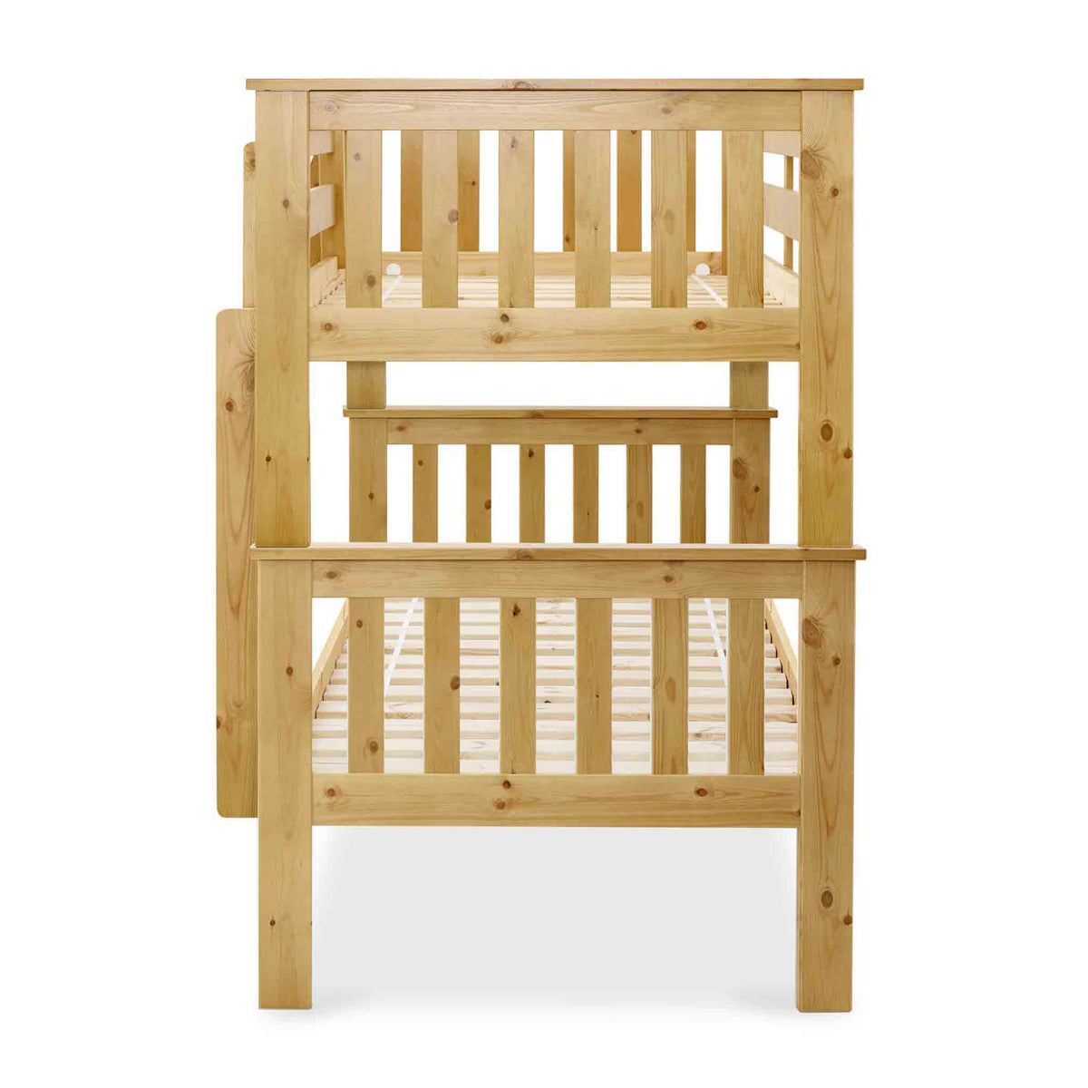 end view of the Carlson Pine Detachable Single Bunk Beds from Roseland Furniture