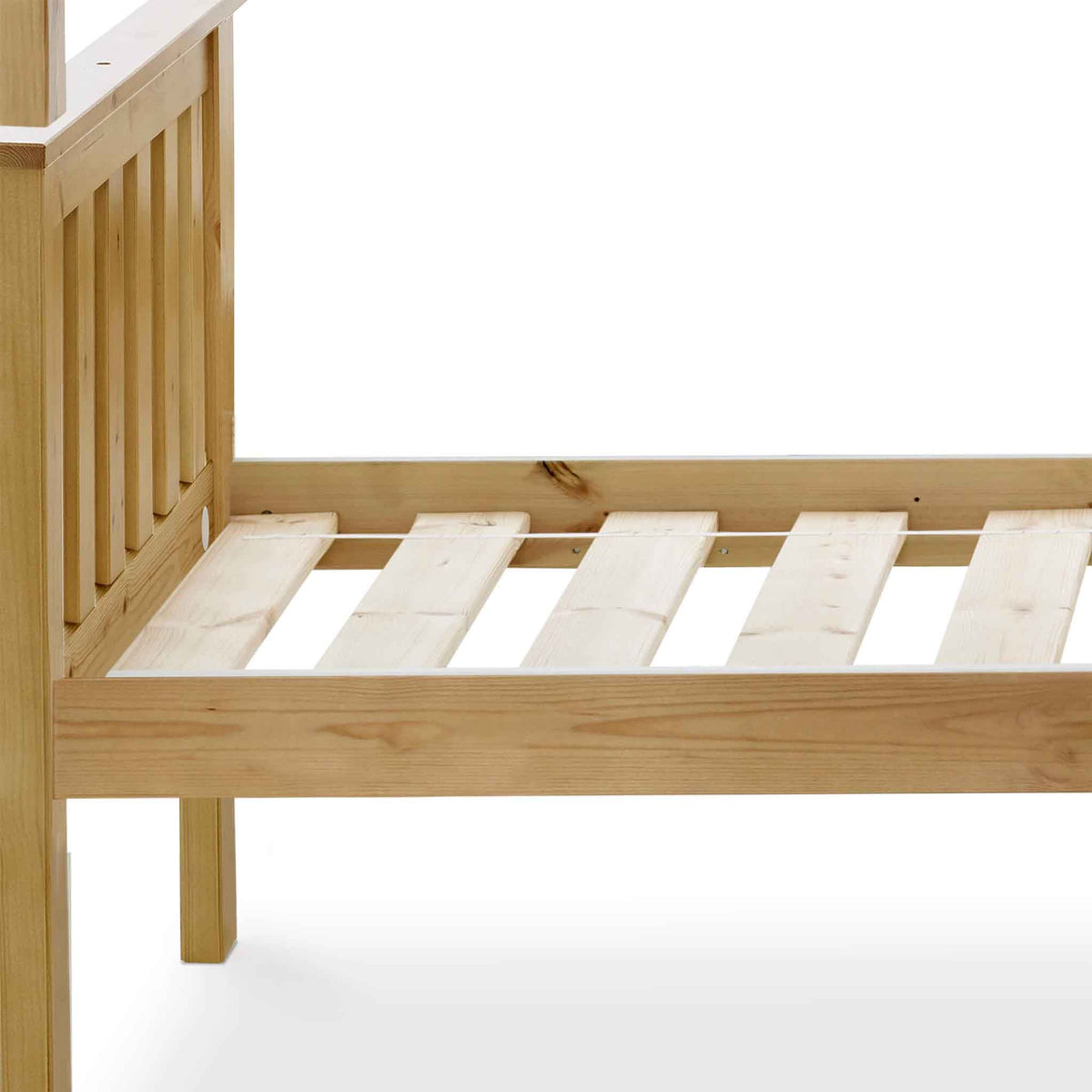 close up of the pine slats on the Carlson Pine Detachable Single Bunk Beds from Roseland Furniture