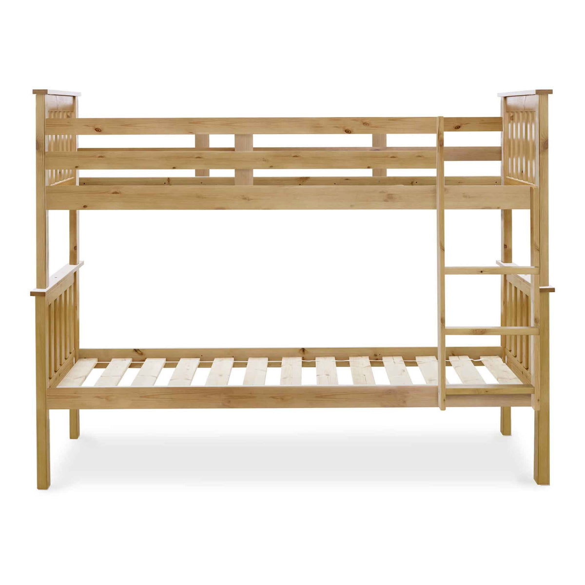 side view of the Carlson Pine Detachable Single Bunk Beds from Roseland Furniture