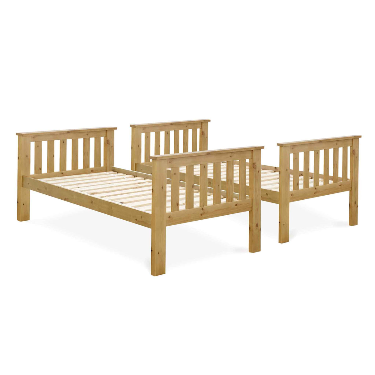pair of single beds from the Carlson Pine Detachable Single Bunk Beds from Roseland Furniture