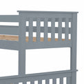 close up of slatted footboard on the Carlson Grey Triple Sleeper Bunk Bed