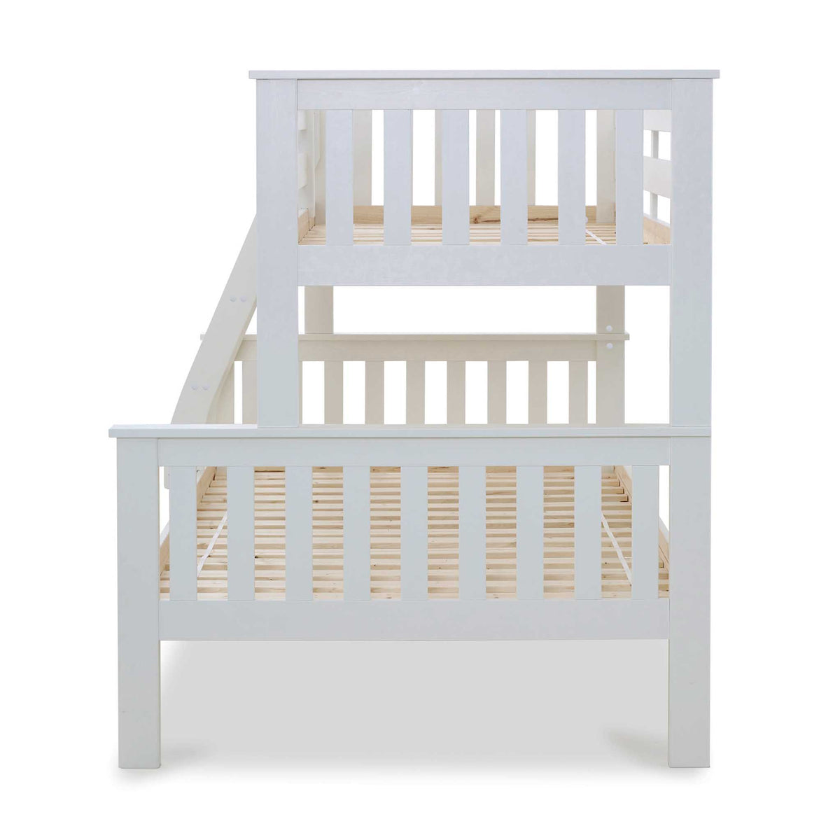 end view of the Carlson White Triple Sleeper Bunk Bed