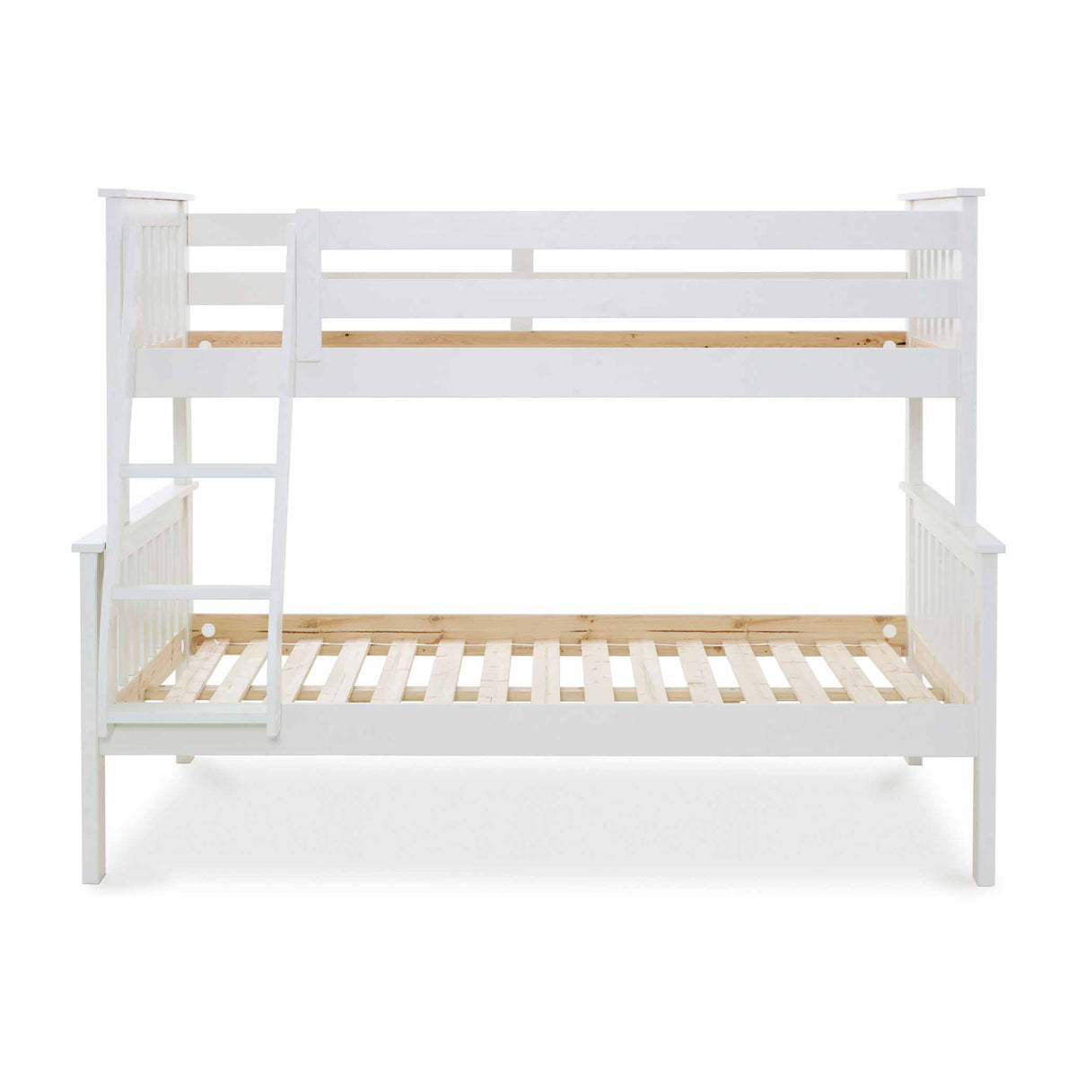 side view of the Carlson White Triple Sleeper Bunk Bed