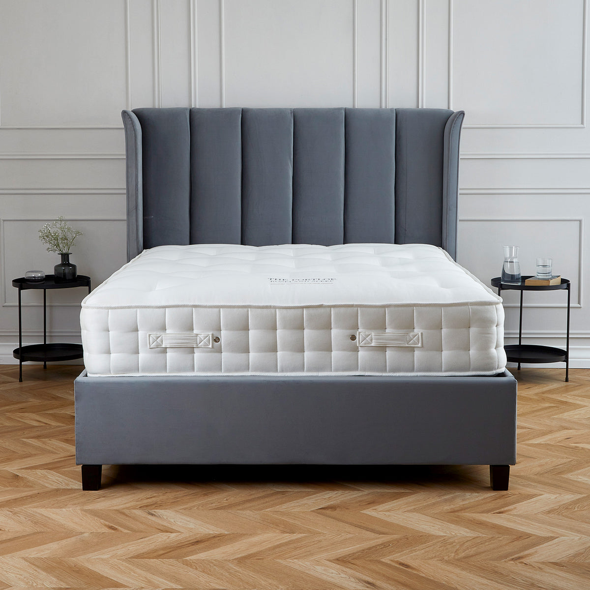 Mia Grey Velvet 4ft6 Double Ottoman Bed Frame from Roseland Furniture